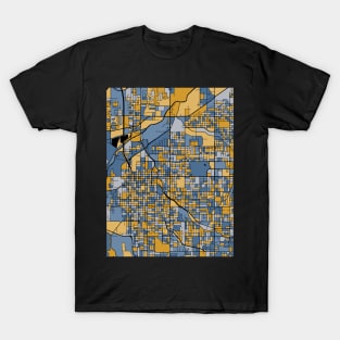 Lincoln Map Pattern in Blue & Gold T-Shirt